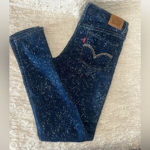 NWOT Levi's 710 Super Skinny Jeans Girls Size 14 REG Blue Denim Bleach Splatter